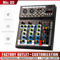 Professional 4 Channel Mixer Bluetooth Reverb DJ Audio Interface USB Mixer Microphone 4 channel sound table