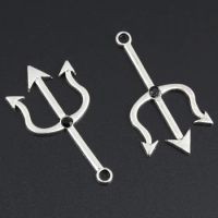 15pcs Silver Color 43.5x22.5cm Trident Charms Weapon Pendant For DIY Handmade Metal Punk Jewelry Making Accessorie