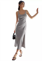 AIR SPACE Padded Midi Slip Dress