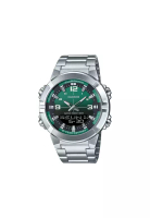 CASIO AMW-870DA-3AV Men Analog-Digital Watch Silver Stainless Steel Strap