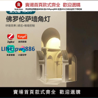 【高品質超低價】西點佛羅倫薩石膏燈嵌入式壁燈感應氛圍墻角燈裝飾城堡創意轉角燈