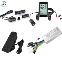 Ebike Brushless Controller Display with Pedal 36V 48V 350W 500W Electric Bicycle Throttle Bike Display for Ebike Conversion Kit