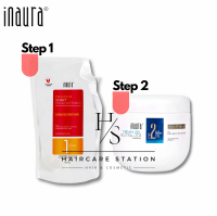 Paket inaura 600gram premium smart straightening step 1 + cream neutralizer step 2 smoothing / rebon