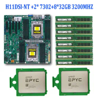 For Supermicro H11DSI REV2.0 Motherboard +2* EPYC 7B12 64C128T 240W CPU Processor +8pcs 32GB = 256GB DDR4 3200mhz RAM Memory