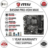 Bo mạch chủ MSI B450M Pro VDH Max AM4 (AMD B450), hỗ trợ SATA 6 Gb/s, dạng micro ATX, đã qua sử dụng