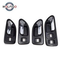 WOLFIGO 4pcs Black Inside Interior Door HandlesE Front Rear Left Right Set 72165SV4003 72625SV4013 for HONDA ACCORD 1994-1997