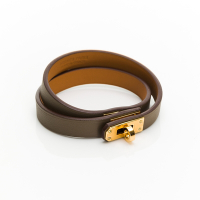 HERMES 愛馬仕 Mini Kelly Double Tour手環(象灰/金)