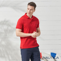 【NAUTICA】簡約素色純棉短袖POLO衫(紅色)