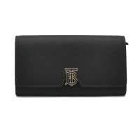 【BURBERRY 巴寶莉】TB LOGO全牛皮掀蓋長夾 皮夾