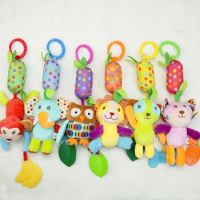Baby stroller hanging toy 0-1 year old ring bell tooth glue animal wind chime bed hanging soothing hand puppet