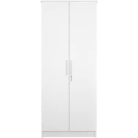 2-Door Wardrobe Armoires with Hanging Rod/Shelves/Lock, Bedroom Freestanding Clothes Closet Big Storage Cabinet