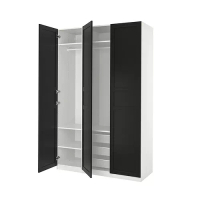 PAX/FLISBERGET 衣櫃/衣櫥組合, 白色/碳黑色, 150x60x236 公分