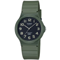 【CASIO 卡西歐】簡約輕薄雙色腕錶/綠x黑面 數字款(MQ-24UC-3B)