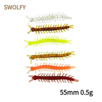 SWOLFY 30PCS Small Centipede Fishing Lures 0.5g/55mm Mini Soft Worm Artificial Bait Small Decoys Fishing Accessories