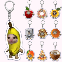 Móc Khóa Banana Cat with Heart Keychain Pendant Food Fruit Happy Cats Món Quà Tặng Nữ