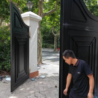 12Ft Driveway Wrought Iron Gate China Manufacturers Suppliers Galvanized Powder Coated Black Paint