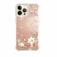 【apbs】iPhone 13 Pro Max / 13 Pro / 13 軍規防摔鏡面水晶彩鑽手機殼(香水百合)