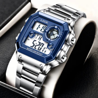 LIGE Waterproof Watches Mens Top Brand Luxury All Steel Sport Quartz Chronograph Wrist Watch For Men Fashion Dual Display Watch