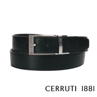 【Cerruti 1881】義大利頂級小牛皮皮帶 CECT06158M(黑色 贈原廠送禮提袋)