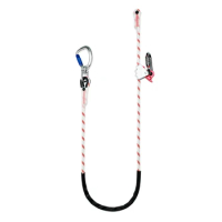 Positioning Lanyard 12mm Kernmantle Rope Swivel Eye Carabiner Aluminum Grab Adjustable 15KN for Climbing Fall Protection
