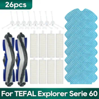 For TEFAL Explorer Serie 60 / RG7447 / RG7455 / RG7447wh / RG7455WH Robot Vacuum Spare part Accessories Brush Filter Mop