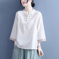 chinese embroidery shirt woman chinese blouses for women traditional clothes style clothing hanfu female cheongsams tang suit