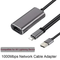 สำหรับ Lightning To RJ45 Ethernet LAN อะแดปเตอร์เครือข่าย1000Mbps เครือข่ายสายชาร์จสำหรับ iPhone iPad Ethernet Adapter