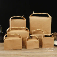 100Pcs/Lot Retro Standing Up Kraft Paper Packing Bag Kraft Cardboard Box For Rice Tea Food Storage Package Bags Wholesale