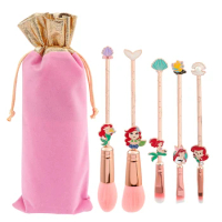Disney Move The Little Mermaid Makeup Brushes Set 5Pcs Soft Fluffy Professional Makeup Brush Beauty Make Up With Free Bag