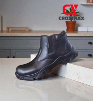 Crostrax Sepatu Pria Boots Safety Kickers Fox Kulit Asli Ujung Besi Resleting Terbaru 2022 Sepatu Ke
