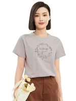 เสื้อยืดแขนสั้นผู้หญิง Beau Monde Garden Printed T-shirt สีม่วง Light Purple
