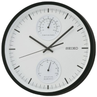 SEIKO 精工 溫度/溼度顯示 靜音掛鐘(QXA525K)-白/30.5cm
