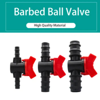 2Pcs Barbed Ball Valve In-Line Ball Valve Shut-Off Switch with Hose Barb Connector for Drip Irrigation Aquarium Garden Plastics