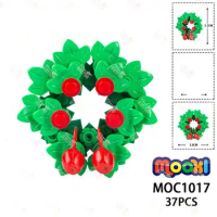 37PCS Christmas Series MOC Wreath Building Blocks Decoration Festival Atmosphere Ornament Bricks Toys For Kids Xmas Gift MOC1017