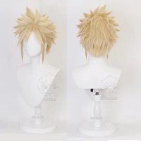 Anime Final Fantasy VII FF7 Cloud Strife Linen Blonde Cosplay Wig Heat Resistant Synthetic Hair Wigs Wig Cap