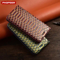 Snake Texture Genuine Leather Case for Samsung Galaxy A5 A6 A6s A7 A8 A8s Plus J5 J7 Prime J8 A9 2018 Xcover 5 6 Pro Flip Cover