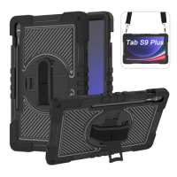Tablet Case For Samsung Galaxy Tab S9 Plus 12.4 Pen Holder with Bracket for S9 S7 A7 A8 S6 Lite With hand strap