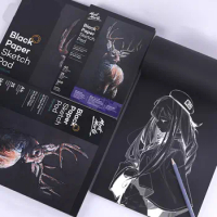 A4 A5 All Black Paper Sketch Book 140g 25 Pages Jammed Drawing Painting Thicken Graffiti Blank Inner Page Watercolor Gouache