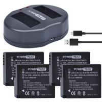 4Pcs DMW-BLG10 DMW BLG10 DMW-BLE9 BLE9 BLE9E Camera Battery+ Dual USB Charger for Panasonic Lumix DMC GF6 GX7 GF3 GF5 GX80
