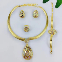 TITI 2024 New Necklace and Earring Set Unique Dubai Fashion Jewelry Nigeria Bride Wedding Party Gift