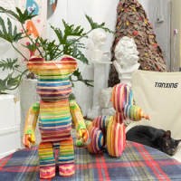 Bearbrick✖️ Haroshi 400% rainbow wood bear diamond-shaped horizontal and vertical rainbow skateboard balloon dog wood bear