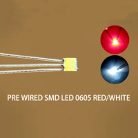 20pcs Pre-wired PTFE Wire Bi-color Red Bright White SMD LED 0605 Lights Resistor DT0605RW