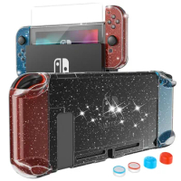 1pc Nintendo Switch Starlight PC Material Crystal Case Suitable for Nintendo Switch with Screen Protector and 4 Keycaps