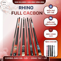 Cơ bida Lỗ Rhino 1 ngọn carbon| Gậy bida lỗ Mẫu Mới [tặng kèm Phụ Kiện]