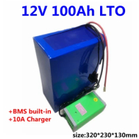 Deep Cycle LTO 12V 100Ah Lithium Titanate Battery for Golf Gart Solar RV Ebike EV Solar Storage EV UPS+10A Charger