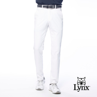 【Lynx Golf】korea男款素面款LXG字樣造型袋蓋設計平口休閒長褲-白色