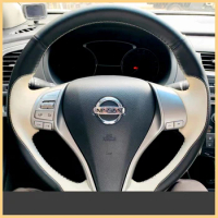 Hand Sewing Car Steering Wheel Cover for Nissan Teana X-Trail Qashqai Sylphy Murano Terra Kicks Genuine Leather Car Accessories