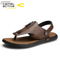Camel Active New Fashion Men Beach Sandals Leather Black Brown Summer Outdoor Walking Shoes