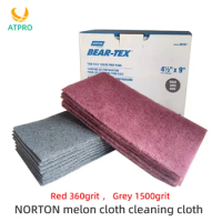 25pcs NORTON Red Gray Cleaning Cloth Lndustrial Polishing Metal Rust Brushed Clean 360 Mesh No. 1500
