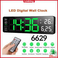 【13 Inci】 Jam Digital LED Besar Tampilan Jelas Dinding / 6629 Jam Gantung / Kalender Alarm Clock / W